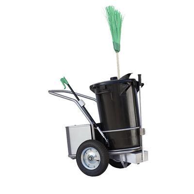 Carro de limpieza urbana de acero inoxidable cepillado con Cubo